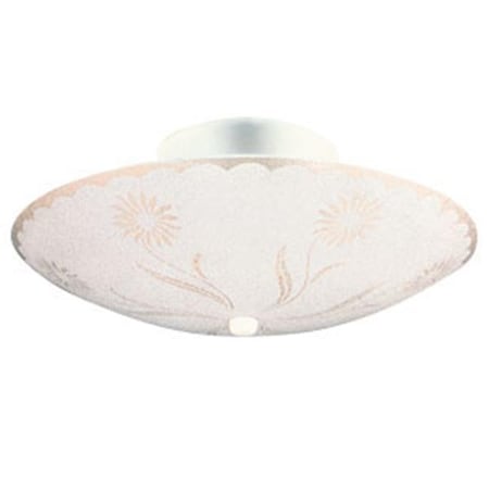 2-Light Textured Floral Ceiling Mount; White Finish